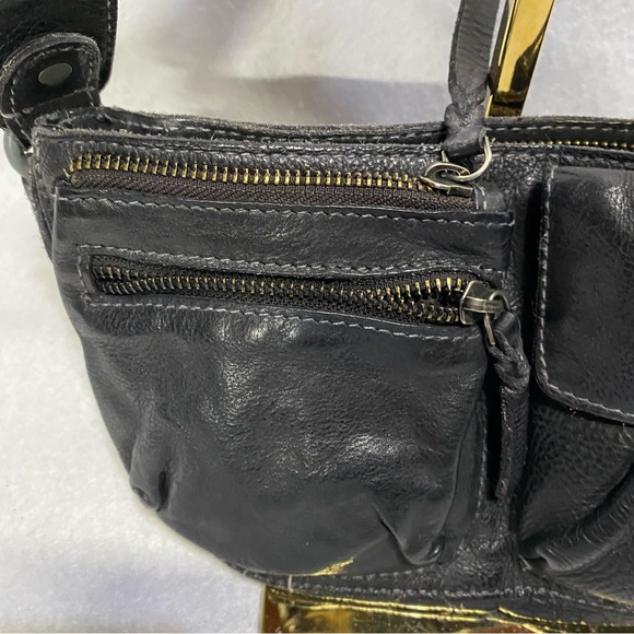 Free People Wade Leather Sling Black Crossbody Festival Bag - Picture 3 of 12